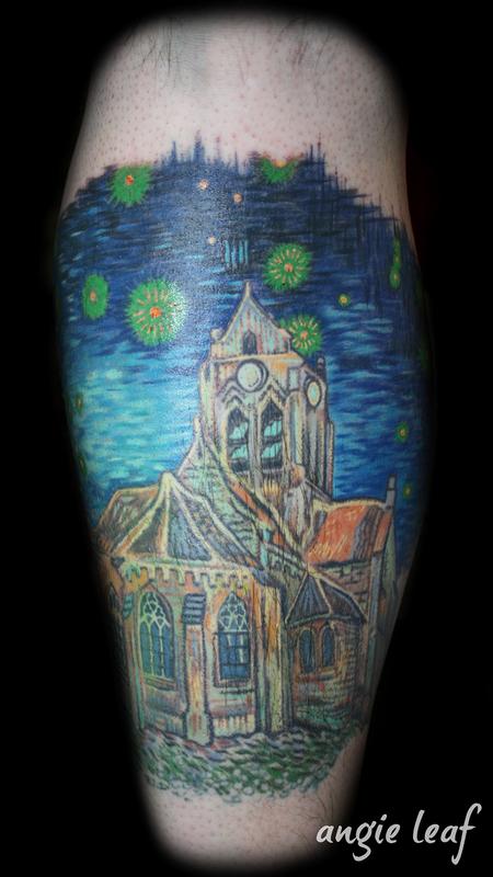 Angela Leaf - Van Gogh  Cathedral Color Tattoo